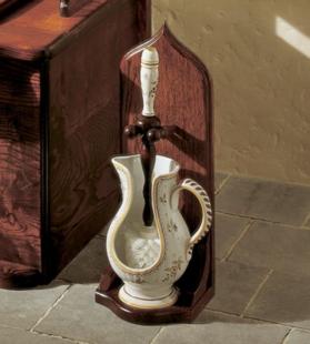 Herbeau - Wooden Stand for Toilet Brush and Pitcher in Ash Wood w/Antique Stain