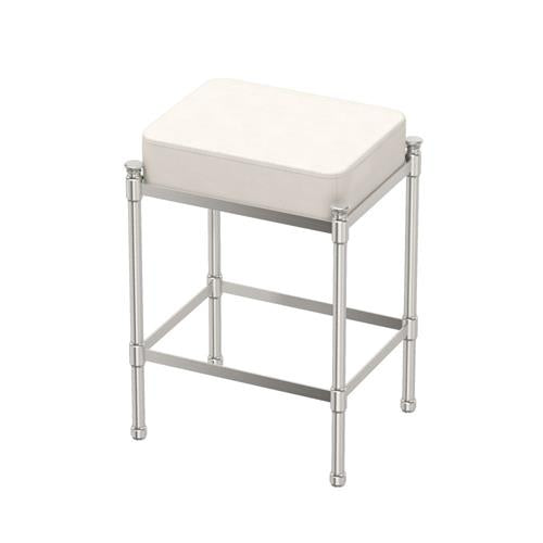 Gatco - Rectangle White Leather Vanity Stool