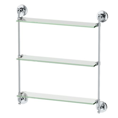 Gatco - 3-Tier Adjustable Glass Shelf, Chrome