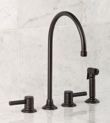 Herbeau - Lille 4-Hole Deck Mounted Kitchen Mixer with Handspray