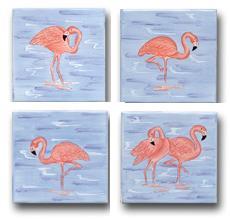 Ceramic Tile Trends - Bahamas / Flamingos (Set of 4)