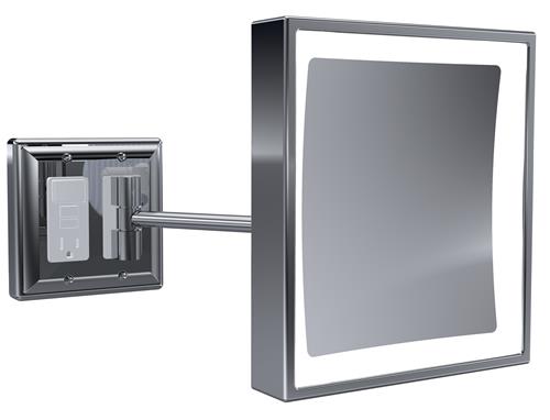 Baci by Remcraft - Senior rectangular wall mirror with GFCI outlet 5X