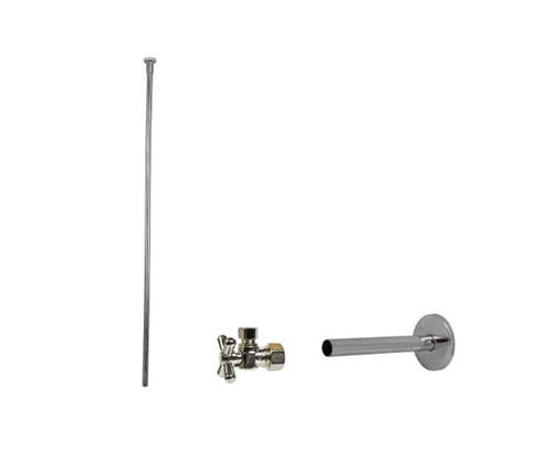 Mountain Plumbing - Toilet Supply Kit - Brass Cross Handle with 1/4 Turn Ball Valve (MT621-NL) - Angle, Cover Tube, Flat Head Riser
