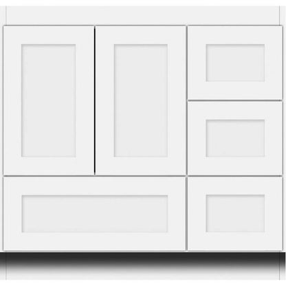 Simplicity by Strasser - 36 X 18 X 34.5 Legacy Vanity Shaker Door Right Hand Drawers