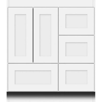 Simplicity by Strasser - 30 X 18 X 34.5 Legacy Vanity Shaker Door Right Hand Drawers