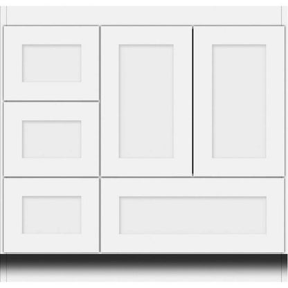 Simplicity by Strasser - 36 X 18 X 34.5 Legacy Vanity Shaker Door Left Hand Drawers