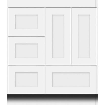 Simplicity by Strasser - 30 X 18 X 34.5 Legacy Vanity Shaker Door Left Hand Drawers
