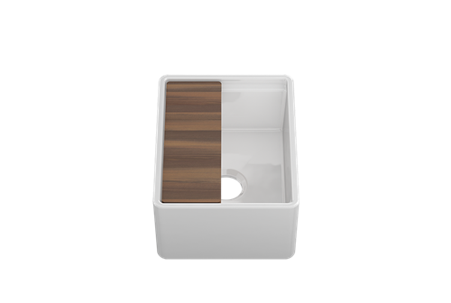 Julien - Fira Apron Front Undermount Single Bowl Bar Sink with Accessory Ledge,  15X19X8-3/4