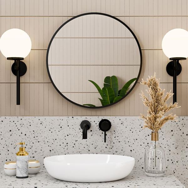 Maidstone - Eria 24 by 24 Inch Framed Round Hanging Mirror
