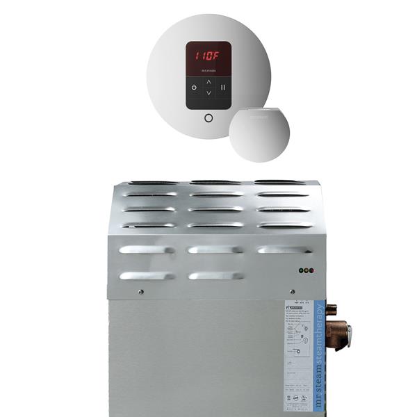 Mr. Steam - Super (Itempo) 12 Kw (12000 W) Steam Shower Generator Package With Itempo Control In Round Polished Chrome