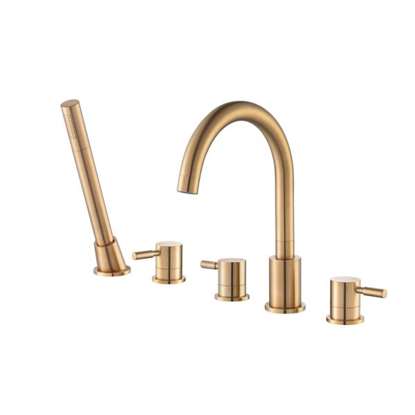 Flusso - Five Hole Deck Mounted Roman Tub Faucet With Hand Shower