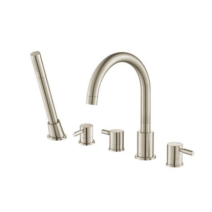 Flusso - Five Hole Deck Mounted Roman Tub Faucet With Hand Shower