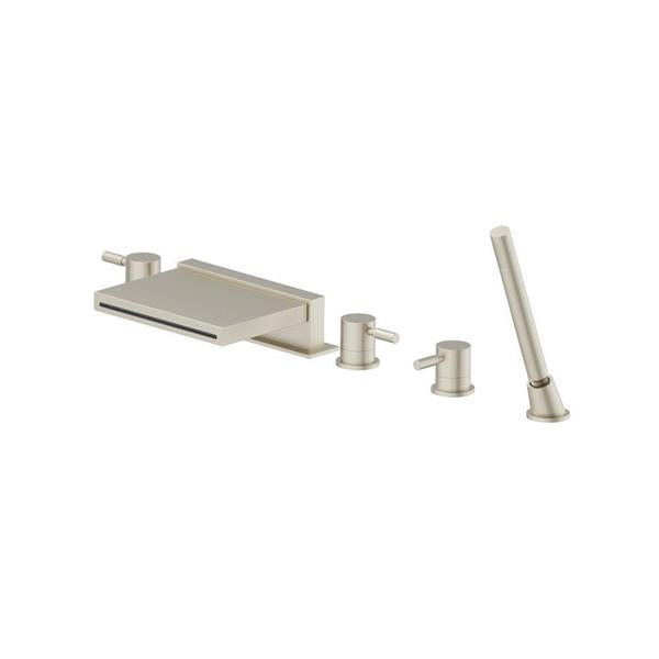 Flusso - Five Hole Deck Mounted Cascade Flow Roman Tub Faucet With Hand Shower