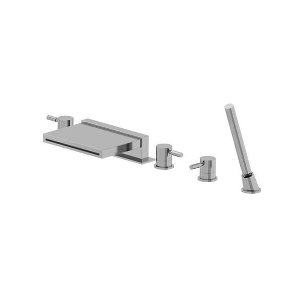 Flusso - Five Hole Deck Mounted Cascade Flow Roman Tub Faucet With Hand Shower