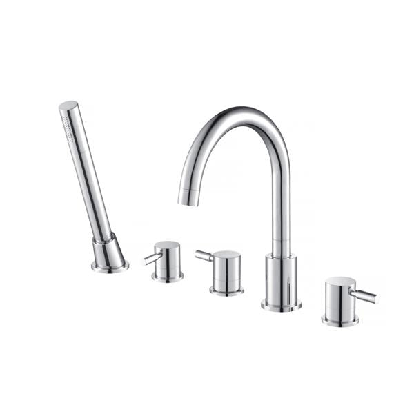 Flusso - Five Hole Deck Mounted Roman Tub Faucet With Hand Shower