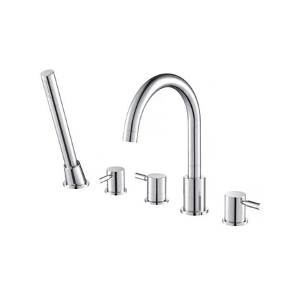 Flusso - Five Hole Deck Mounted Roman Tub Faucet With Hand Shower