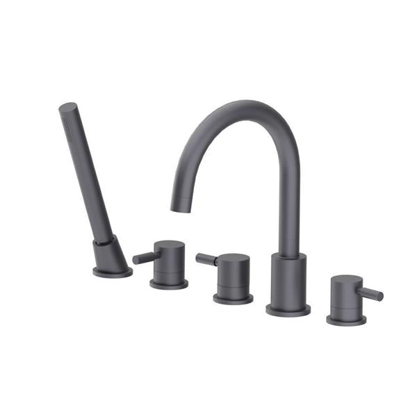 Flusso - Five Hole Deck Mounted Roman Tub Faucet With Hand Shower