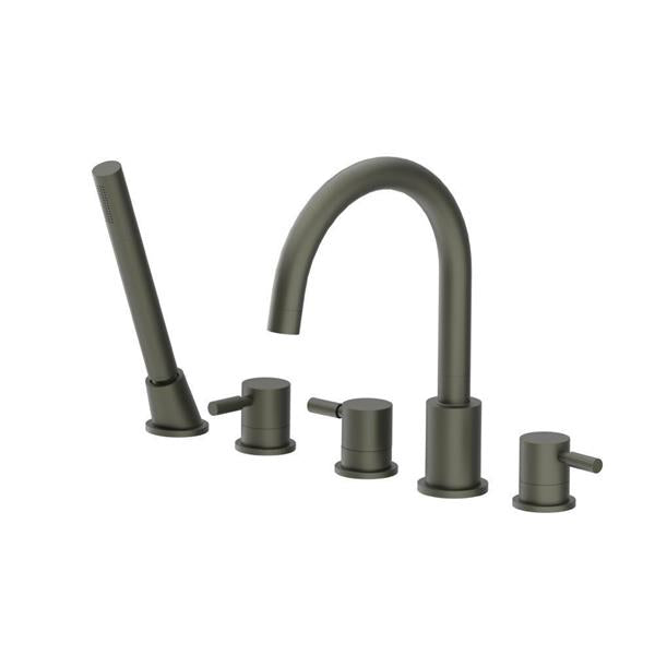 Flusso - Five Hole Deck Mounted Roman Tub Faucet With Hand Shower