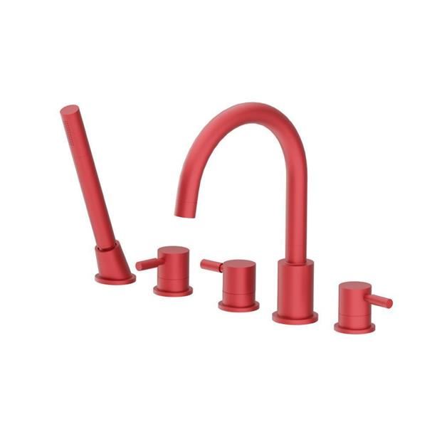 Flusso - Five Hole Deck Mounted Roman Tub Faucet With Hand Shower