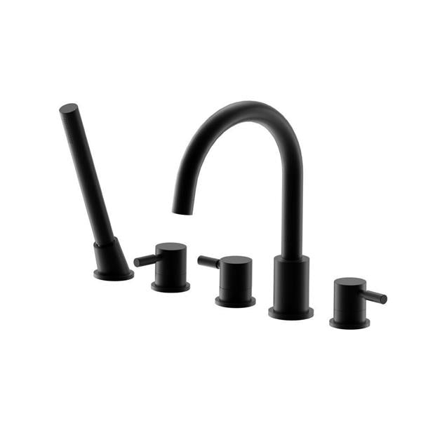 Flusso - Five Hole Deck Mounted Roman Tub Faucet With Hand Shower