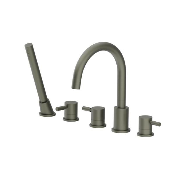 Flusso - Five Hole Deck Mounted Roman Tub Faucet With Hand Shower