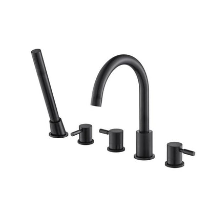 Flusso - Five Hole Deck Mounted Roman Tub Faucet With Hand Shower