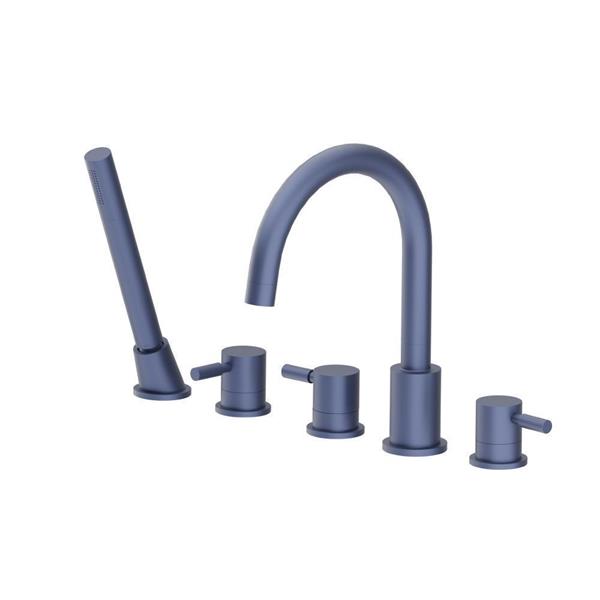 Flusso - Five Hole Deck Mounted Roman Tub Faucet With Hand Shower