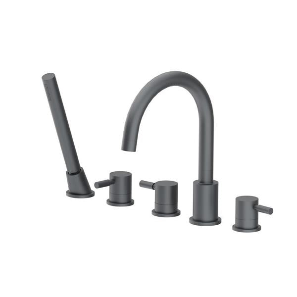 Flusso - Five Hole Deck Mounted Roman Tub Faucet With Hand Shower