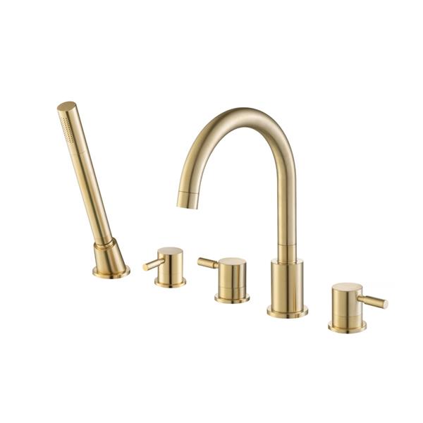Flusso - Five Hole Deck Mounted Roman Tub Faucet With Hand Shower