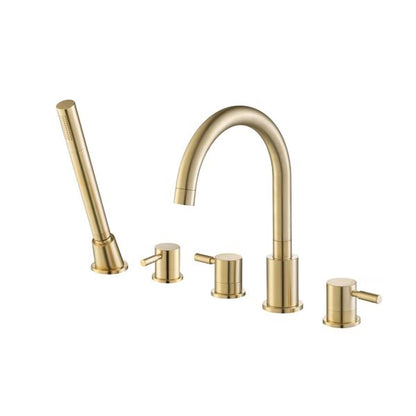 Flusso - Five Hole Deck Mounted Roman Tub Faucet With Hand Shower