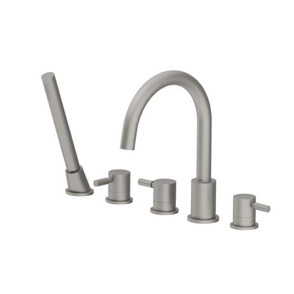 Flusso - Five Hole Deck Mounted Roman Tub Faucet With Hand Shower