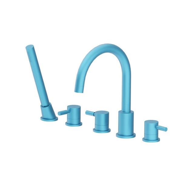 Flusso - Five Hole Deck Mounted Roman Tub Faucet With Hand Shower