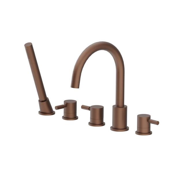Flusso - Five Hole Deck Mounted Roman Tub Faucet With Hand Shower