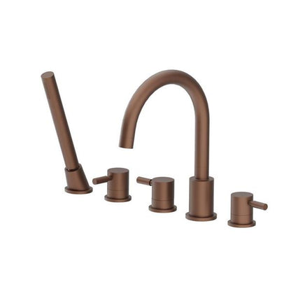 Flusso - Five Hole Deck Mounted Roman Tub Faucet With Hand Shower