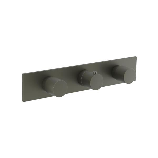 Flusso - 3/4 Inch Horizontal Thermostatic Valve with 2 Volume Controls &  Trim
