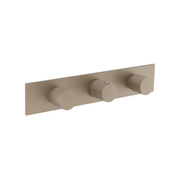 Flusso - 3/4 Inch Horizontal Thermostatic Valve with 2 Volume Controls &  Trim
