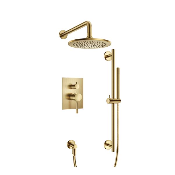 Flusso - Two Output Shower Set With Shower Head, Hand Held And Slide Bar