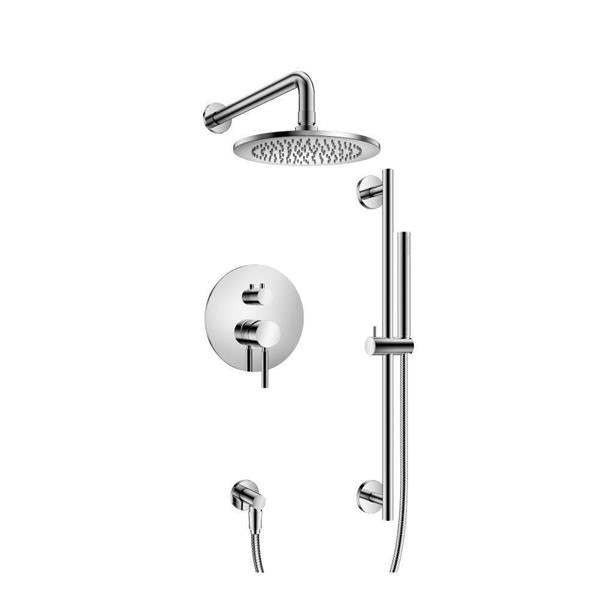 Flusso - Two Output Shower Set With Shower Head, Hand Held And Slide Bar