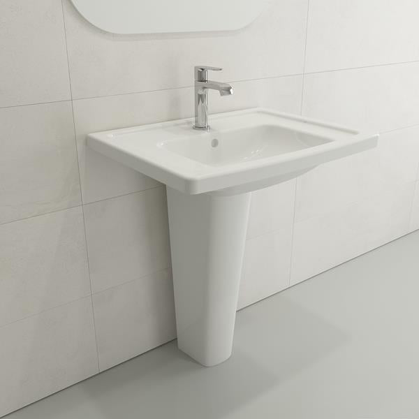 Bocchi - Taormina Wall-Mounted Sink Basin Fireclay 26.25 in. 1-Hole with Overflow