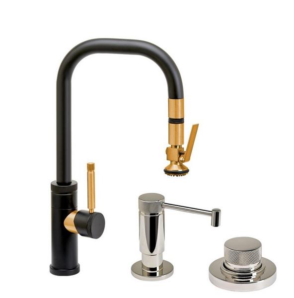 Waterstone - Fulton Industrial Prep Size Plp Pulldown Faucet - Lever Sprayer - 3Pc. Suite