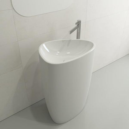 Bocchi - Etna Monoblock Pedestal Sink Fireclay 33.75 in. with Matching Drain Cover