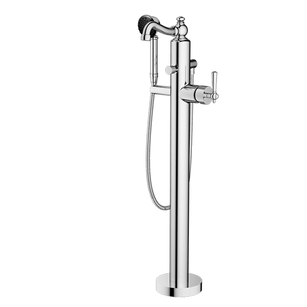 Santec - Lyra Trim - Floor Mount Tub Filler With Hand Shower