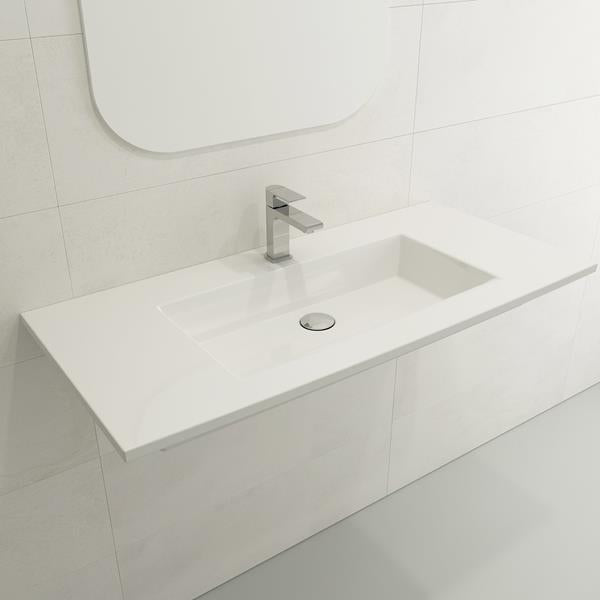 Bocchi - Ravenna Wall-Mounted Sink Fireclay 40.5 inch with Overflow