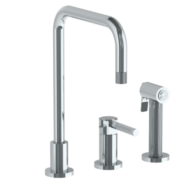 Watermark -Sutton Deck Mounted 3 Hole Square Top Kitchen Set - Includes Side Spray