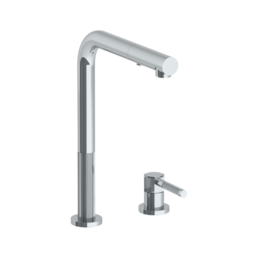 Watermark - Sutton Deck Mounted 2 Hole Square Top Kitchen Faucet with Pull Out Spray