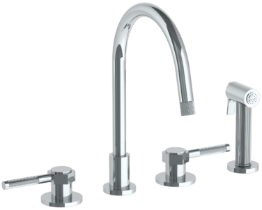 Watermark - Sutton Deck Mounted 4 Hole Gooseneck Kitchen Set -  Includes Side Spray