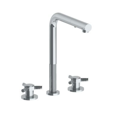 Watermark - Sutton Deck Mounted 3 Hole Square Top Kitchen Faucet with Pull Out Spray