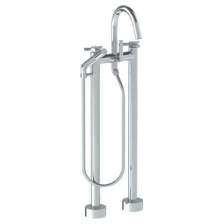 Watermark - Sutton Floor Standing Gooseneck Bath Set With Slim Hand Shower