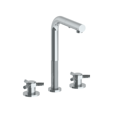 Watermark - Sutton Deck Mounted 3 Hole Square Top Prep Faucet with Pull Out Spray