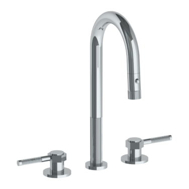 Watermark - Sutton Deck Mounted 3 Hole Gooseneck Prep Faucet with Pull Down Spray